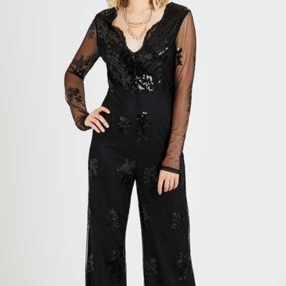 NEW Altar’d State black sheer sequin jumpsuit